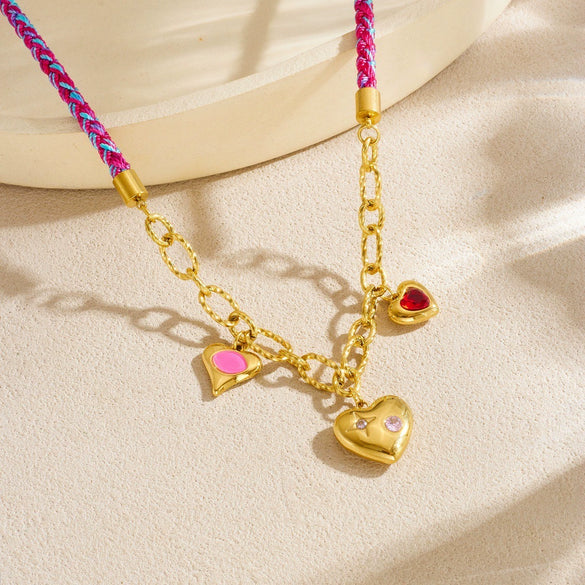 Wholesale Stainless Steel Electroplated Heart Shape Pendant Necklace For Women