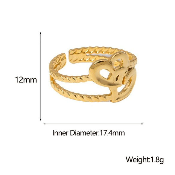 Wholesale Stainless Steel Electroplated Heart Shape Ring For Women
