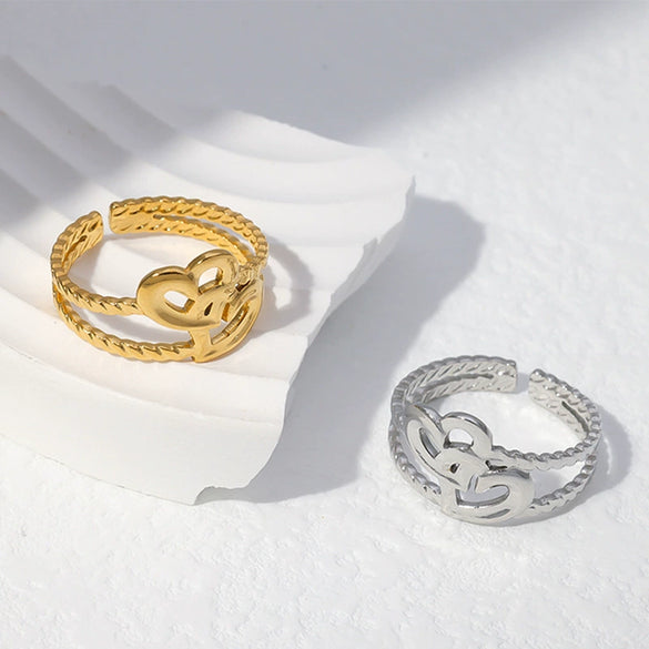 Wholesale Stainless Steel Electroplated Heart Shape Ring For Women
