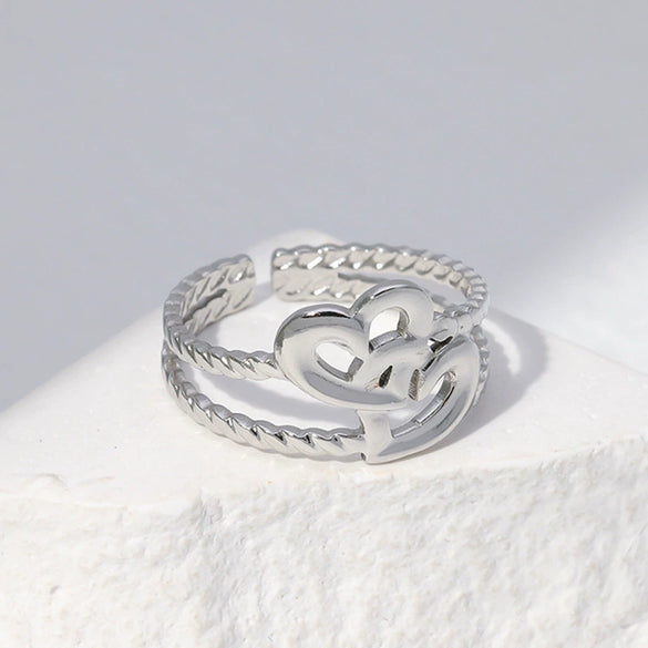 Wholesale Stainless Steel Electroplated Heart Shape Ring For Women