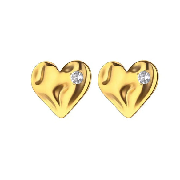 Wholesale Stainless Steel Electroplated Heartshaped Light Luxury Earrings For Women