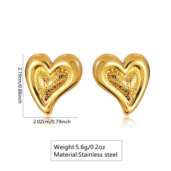Wholesale Stainless Steel Electroplated Heartshaped Retro Fashion Earrings For Women