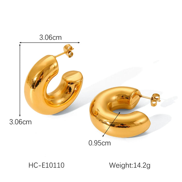 Wholesale Stainless Steel Electroplated Hollow Geometric Ladies Earrings