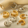 Wholesale Stainless Steel Electroplated Hollow Geometric Ladies Earrings