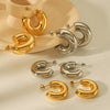 Wholesale Stainless Steel Electroplated Hollow Geometric Ladies Earrings