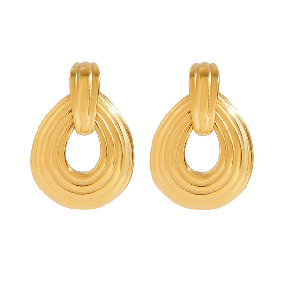 Wholesale Stainless Steel Electroplated Hollow Water Drop Earrings Quiet Design Minimalist Style