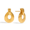 Wholesale Stainless Steel Electroplated Hollow Water Drop Earrings Quiet Design Minimalist Style
