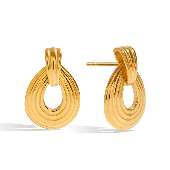 Wholesale Stainless Steel Electroplated Hollow Water Drop Earrings Quiet Design Minimalist Style