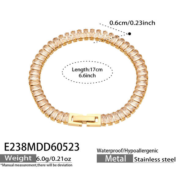 Wholesale Stainless Steel Electroplated Inlaid With Colored Zircon Bracelets And Necklaces For Women