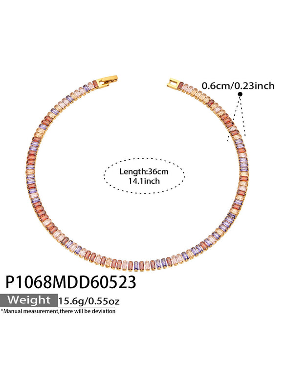 Wholesale Stainless Steel Electroplated Inlaid With Colored Zircon Bracelets And Necklaces For Women