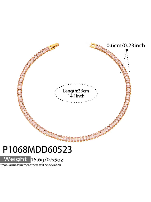 Wholesale Stainless Steel Electroplated Inlaid With Colored Zircon Bracelets And Necklaces For Women
