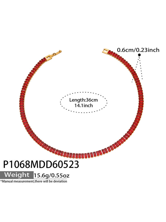 Wholesale Stainless Steel Electroplated Inlaid With Colored Zircon Bracelets And Necklaces For Women