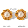 Wholesale Stainless Steel Electroplated Ins Style Geometric And Flower Pattern Women's Earrings