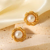 Wholesale Stainless Steel Electroplated Ins Style Geometric And Flower Pattern Women's Earrings