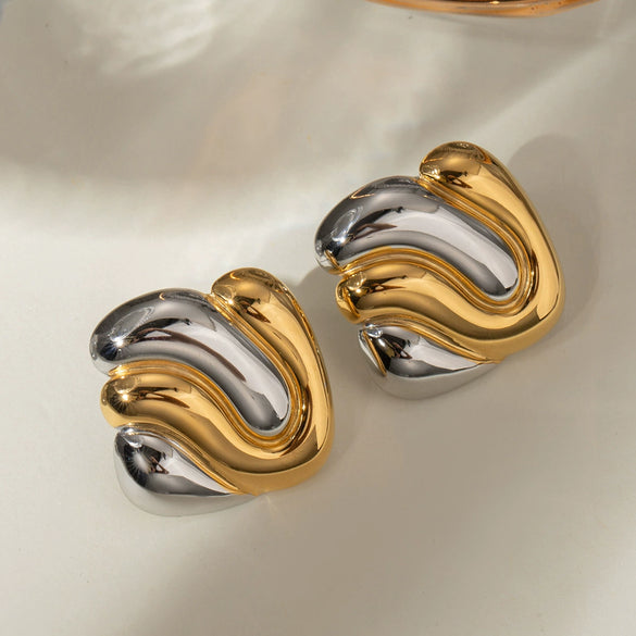 Wholesale Stainless Steel Electroplated Irregular Bump Earrings Geometric Style For Women