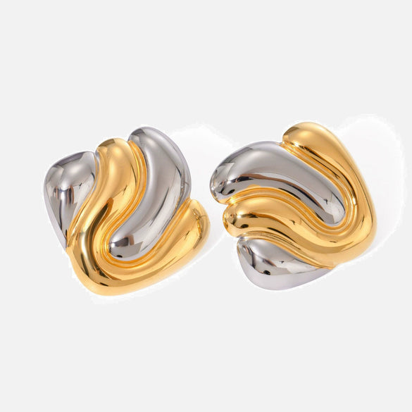 Wholesale Stainless Steel Electroplated Irregular Bump Earrings Geometric Style For Women
