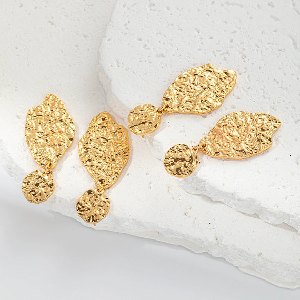 Wholesale Stainless Steel Electroplated Irregular Embossed Fashion Ol Women's Earrings