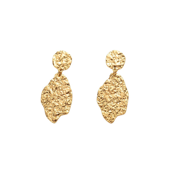 Wholesale Stainless Steel Electroplated Irregular Embossed Fashion Ol Women's Earrings