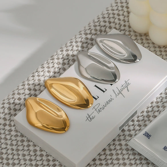 Wholesale Stainless Steel Electroplated Irregular Water Drop Shape Women's Earrings With Quiet Design Sense