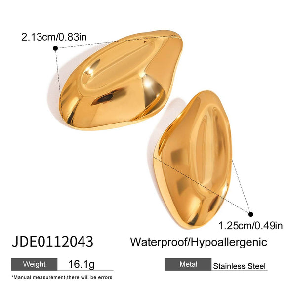 Wholesale Stainless Steel Electroplated Irregular Water Drop Shape Women's Earrings With Quiet Design Sense