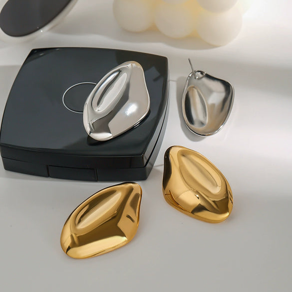 Wholesale Stainless Steel Electroplated Irregular Water Drop Shape Women's Earrings With Quiet Design Sense