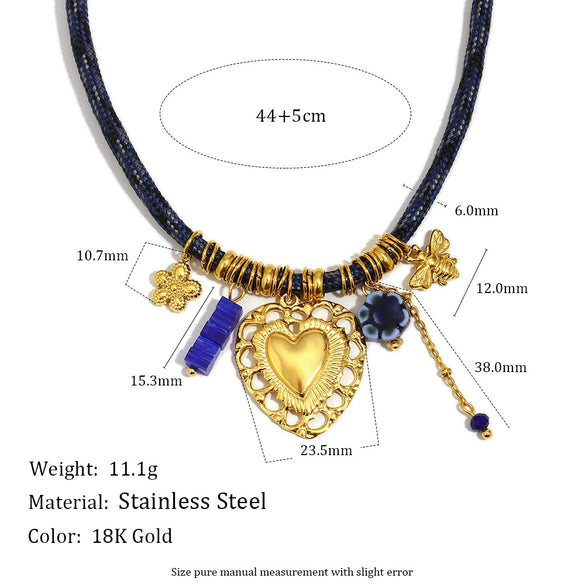 Wholesale Stainless Steel Electroplated 18K Gold Braided Rope Cut Out Heart Pendant Necklace For Women Light Luxury Style