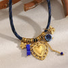 Wholesale Stainless Steel Electroplated 18K Gold Braided Rope Cut Out Heart Pendant Necklace For Women Light Luxury Style