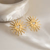 Wholesale Stainless Steel Electroplated 18K Gold Cut Out Heart And Flower Earrings For Women