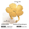 Wholesale Stainless Steel Electroplated 18K Gold Fivepetal Flower Necklace And Ring Set For Women