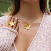 Wholesale Stainless Steel Electroplated 18K Gold Fivepetal Flower Necklace And Ring Set For Women