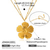 Wholesale Stainless Steel Electroplated 18K Gold Fivepetal Flower Necklace And Ring Set For Women
