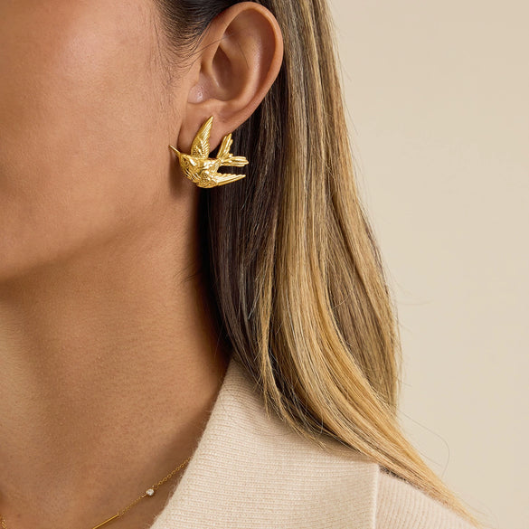 Wholesale Stainless Steel Electroplated 18K Gold Geometric Animal Shape Women's Earrings