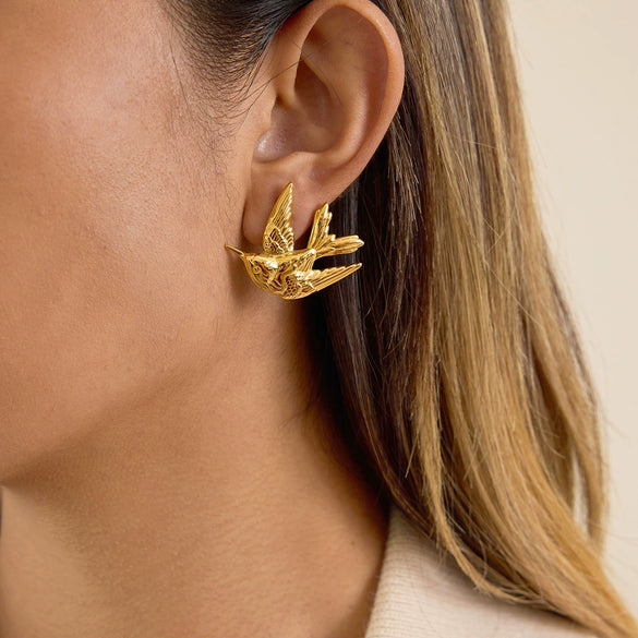 Wholesale Stainless Steel Electroplated 18K Gold Geometric Animal Shape Women's Earrings