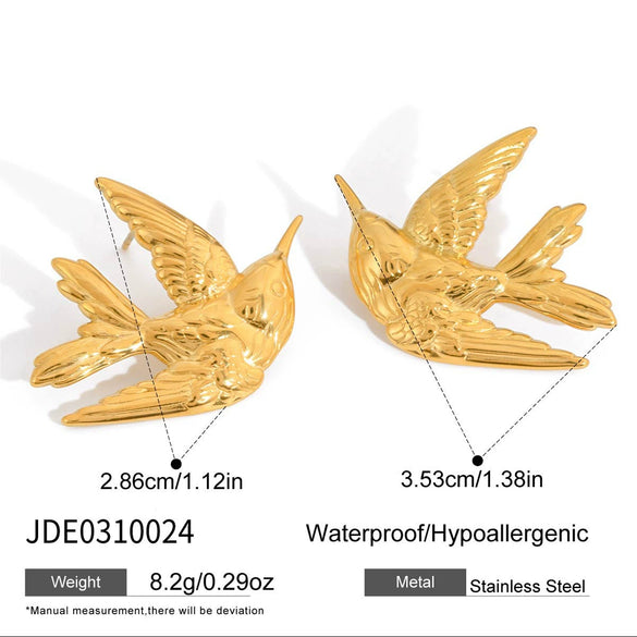 Wholesale Stainless Steel Electroplated 18K Gold Geometric Animal Shape Women's Earrings