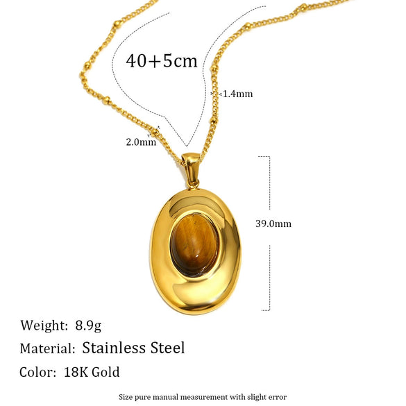 Wholesale Stainless Steel Electroplated 18K Gold Geometric Cross Necklace And Oval Earrings For Women