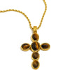Wholesale Stainless Steel Electroplated 18K Gold Geometric Cross Necklace And Oval Earrings For Women