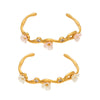 Wholesale Stainless Steel Electroplated 18K Gold Geometric Flower Cshaped Open Bracelet With 5A Zircon