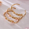 Wholesale Stainless Steel Electroplated 18K Gold Geometric Flower Cshaped Open Bracelet With 5A Zircon