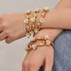 Wholesale Stainless Steel Electroplated 18K Gold Geometric Flower Cshaped Open Bracelet With 5A Zircon