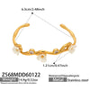 Wholesale Stainless Steel Electroplated 18K Gold Geometric Flower Cshaped Open Bracelet With 5A Zircon