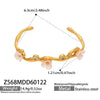 Wholesale Stainless Steel Electroplated 18K Gold Geometric Flower Cshaped Open Bracelet With 5A Zircon