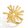 Wholesale Stainless Steel Electroplated 18K Gold Geometric Sunflower Ring For Women Stylish Unique