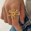 Wholesale Stainless Steel Electroplated 18K Gold Geometric Sunflower Ring For Women Stylish Unique