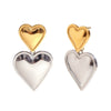 Wholesale Stainless Steel Electroplated 18K Gold Heart Doublelayer Love Pendant Earrings For Women