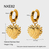Wholesale Stainless Steel Electroplated 18K Gold Heart Shape Pendant Earrings For Women Retro Ins Style Minimalist