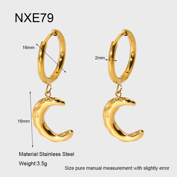 Wholesale Stainless Steel Electroplated 18K Gold Heart Shape Pendant Earrings For Women Retro Ins Style Minimalist