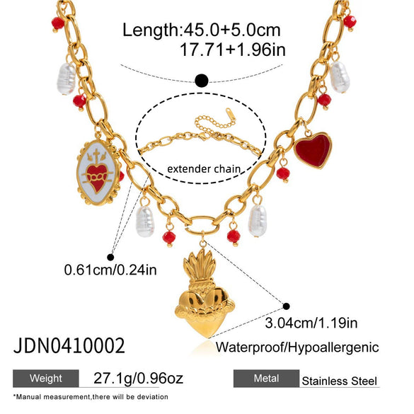 Wholesale Stainless Steel Electroplated 18K Gold Love Pattern Pendant Necklace For Women