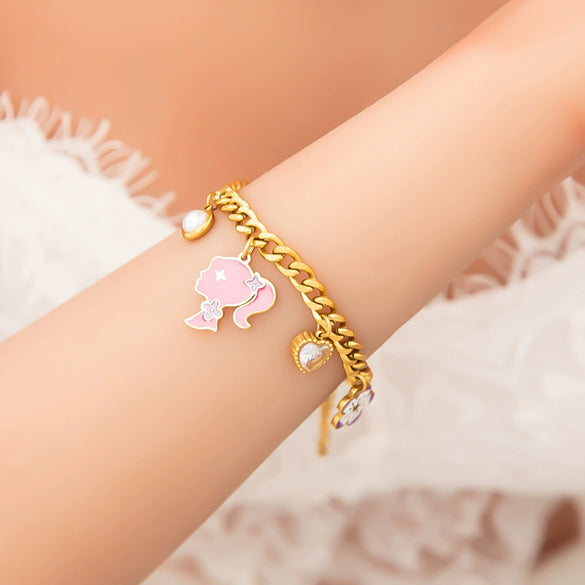 Wholesale Stainless Steel Electroplated 18K Real Gold Fruitshaped Diy Bracelet And Pendant Hand Jewelry For Women