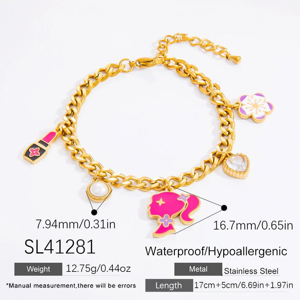 Wholesale Stainless Steel Electroplated 18K Real Gold Fruitshaped Diy Bracelet And Pendant Hand Jewelry For Women