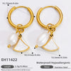 Wholesale Stainless Steel Electroplated 18K Real Gold Heart Shape And Insect Pattern Earrings For Women